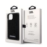 Karl Lagerfeld Rhinestone Plate Metal Logo Black iPhone 15 Tok