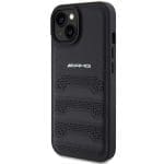 Mercedes AMG AMHCP15SGSEBK Black Hardcase Leather Debossed Lines iPhone 15 Tok