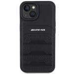 Mercedes AMG AMHCP15SGSEBK Black Hardcase Leather Debossed Lines iPhone 15 Tok