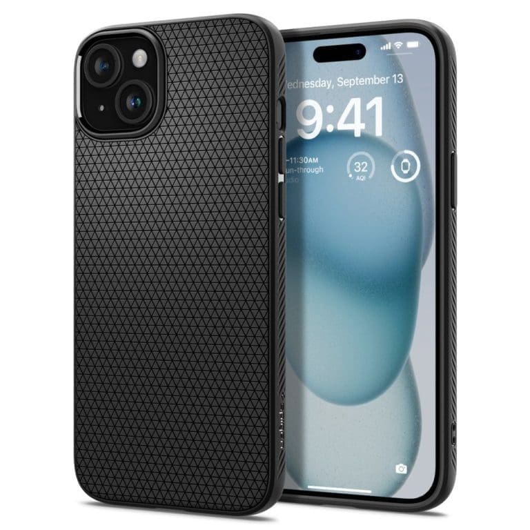 Spigen Liquid Air Matte Black iPhone 15 Tok