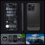 Spigen Rugged Armor Mag MagSafe Matte Black iPhone 15 Pro Max Tok