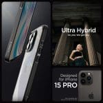 Spigen Ultra Hybrid Matte Black iPhone 15 Pro Tok