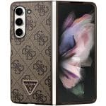 Guess GUHCZFD5P4TDPW F946 Brown Hardcase Leather 4G Triangle Strass Samsung Galaxy Z Fold 5 Tok