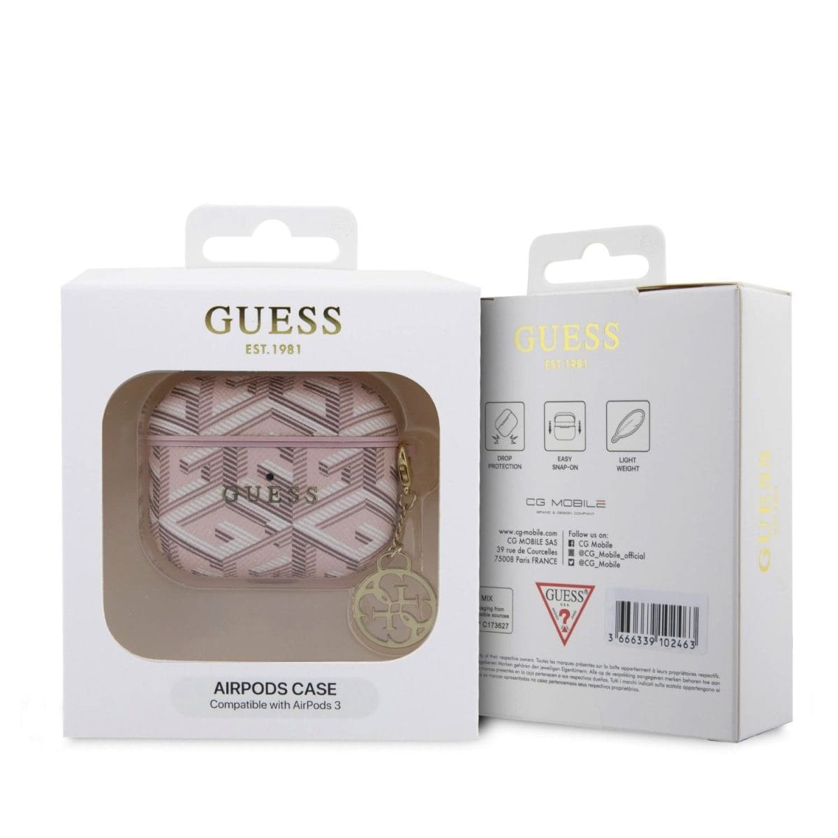 Guess PU G Cube Charm Pink AirPods 3 Tok