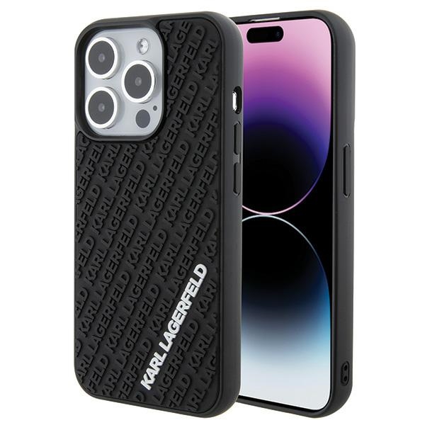 Karl Lagerfeld KLHCP15L3DMKRLK Black Hardcase 3D Rubber Multi Logo iPhone 15 Pro Tok