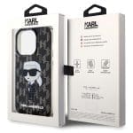Karl Lagerfeld KLHCP15LHNKMKLK Black Hardcase Monogram Ikonik iPhone 15 Pro Tok