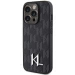 Karl Lagerfeld KLHCP15LPKLPKLK Black Hardcase Leather Monogram Hot Stamp Metal Logo iPhone 15 Pro Tok