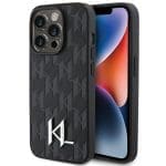 Karl Lagerfeld KLHCP15LPKLPKLK Black Hardcase Leather Monogram Hot Stamp Metal Logo iPhone 15 Pro Tok