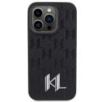Karl Lagerfeld KLHCP15LPKLPKLK Black Hardcase Leather Monogram Hot Stamp Metal Logo iPhone 15 Pro Tok