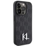 Karl Lagerfeld KLHCP15LPKLPKLK Black Hardcase Leather Monogram Hot Stamp Metal Logo iPhone 15 Pro Tok