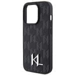 Karl Lagerfeld KLHCP15LPKLPKLK Black Hardcase Leather Monogram Hot Stamp Metal Logo iPhone 15 Pro Tok