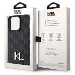 Karl Lagerfeld KLHCP15LPKLPKLK Black Hardcase Leather Monogram Hot Stamp Metal Logo iPhone 15 Pro Tok