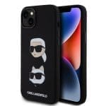 Karl Lagerfeld Liquid Silicone Karl and Choupette Heads Black iPhone 15 Plus Tok