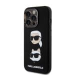 Karl Lagerfeld Liquid Silicone Karl and Choupette Heads Black iPhone 15 Pro Tok