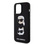 Karl Lagerfeld Liquid Silicone Karl and Choupette Heads Black iPhone 15 Pro Max Tok