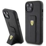 Ferrari FEHCP15SGSPSIK Black Hardcase Grip Stand Metal Logo iPhone 15 Tok