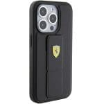 Ferrari FEHCP15XGSPSIK Black Hardcase Grip Stand Metal Logo iPhone 15 Pro Max Tok