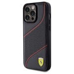 Ferrari FEHCP15XPWAK Black Hardcase Perforated Waves Metal Logo iPhone 15 Pro Max Tok