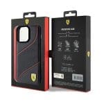 Ferrari FEHCP15XPWAK Black Hardcase Perforated Waves Metal Logo iPhone 15 Pro Max Tok