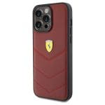 Ferrari FEHCP15XRDUR Red Hardcase Leather Stitched Lines iPhone 15 Pro Max Tok