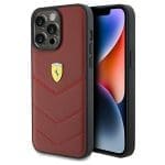Ferrari FEHCP15XRDUR Red Hardcase Leather Stitched Lines iPhone 15 Pro Max Tok