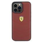 Ferrari FEHCP15XRDUR Red Hardcase Leather Stitched Lines iPhone 15 Pro Max Tok