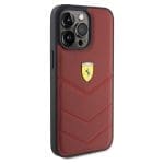 Ferrari FEHCP15XRDUR Red Hardcase Leather Stitched Lines iPhone 15 Pro Max Tok