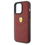 Ferrari FEHCP15XRDUR Red Hardcase Leather Stitched Lines iPhone 15 Pro Max Tok