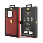 Ferrari FEHCP15XRDUR Red Hardcase Leather Stitched Lines iPhone 15 Pro Max Tok