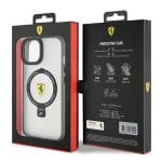 Ferrari FEHMP15SUSCAH Transparent Hardcase Ring Stand 2023 Collection Magsafe iPhone 15 Tok