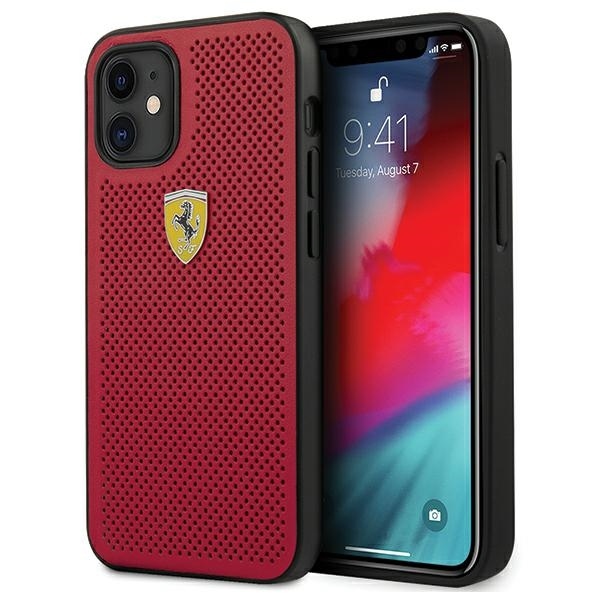 Ferrari FESPEHCP12SRE Red Hardcase On Track Perforated iPhone 12 Mini Tok