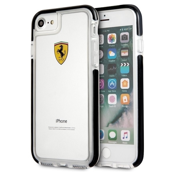 Ferrari Hardcase FEGLHCP7BK Shockproof Transparent Black iPhone 7/8/SE 2020/SE 2022 Tok