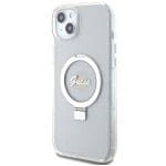 Guess GUHMP15MHRSGSD Transparent Hardcase Ring Stand Script Glitter MagSafe iPhone 15 Plus Tok