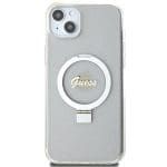 Guess GUHMP15MHRSGSD Transparent Hardcase Ring Stand Script Glitter MagSafe iPhone 15 Plus Tok
