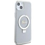 Guess GUHMP15MHRSGSD Transparent Hardcase Ring Stand Script Glitter MagSafe iPhone 15 Plus Tok