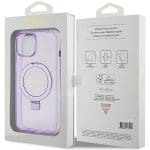 Guess GUHMP15MHRSGSU Purple Hardcase Ring Stand Script Glitter MagSafe iPhone 15 Plus Tok