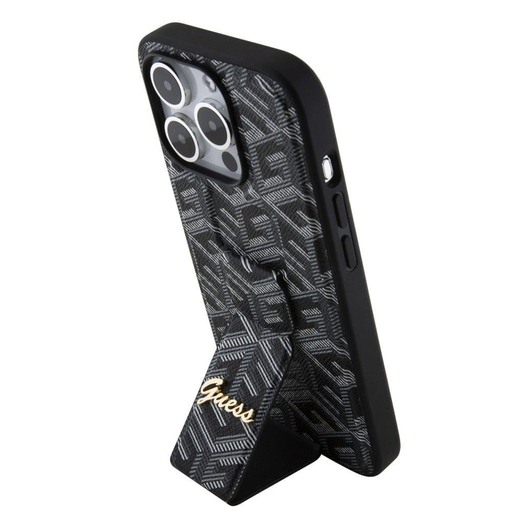 Guess PU Grip Stand G Cube Black iPhone 15 Pro Max Tok