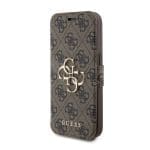 Guess PU Leather 4G Metal Logo Book Brown iPhone 15 Pro Tok