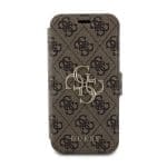Guess PU Leather 4G Metal Logo Book Brown iPhone 15 Pro Tok