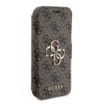 Guess PU Leather 4G Metal Logo Book Brown iPhone 15 Pro Tok
