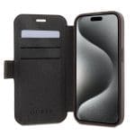 Guess PU Leather 4G Metal Logo Book Brown iPhone 15 Pro Tok