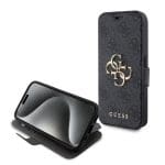 Guess PU Leather 4G Metal Logo Book Grey iPhone 15 Pro Tok