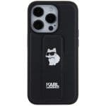 Karl Lagerfeld KLHCP14LGSACHPK Black Hardcase Gripstand Saffiano Choupette Pins iPhone 14 Pro Tok