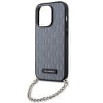Karl Lagerfeld KLHCP14LSACKLHPG Silver Hardcase Saffiano Monogram Chain iPhone 14 Pro Tok