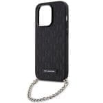 Karl Lagerfeld KLHCP14LSACKLHPK Black Hardcase Saffiano Monogram Chain iPhone 14 Pro Tok