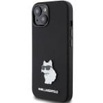 Karl Lagerfeld KLHCP15SSMHCNPK Black Silicone Choupette Metal Pin iPhone 15 Tok