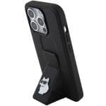 Karl Lagerfeld KLHCP15XGSACHPK Black Hardcase Gripstand Saffiano Choupette Pins iPhone 15 Pro Max Tok