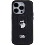 Karl Lagerfeld KLHCP15XGSACHPK Black Hardcase Gripstand Saffiano Choupette Pins iPhone 15 Pro Max Tok