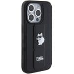 Karl Lagerfeld KLHCP15XGSACHPK Black Hardcase Gripstand Saffiano Choupette Pins iPhone 15 Pro Max Tok