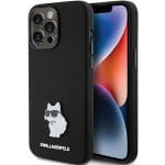 Karl Lagerfeld KLHCP15XSMHCNPK Black Silicone Choupette Metal Pin iPhone 15 Pro Max Tok